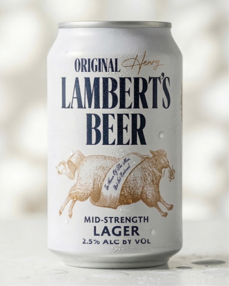 Lambert's Beer can front label
